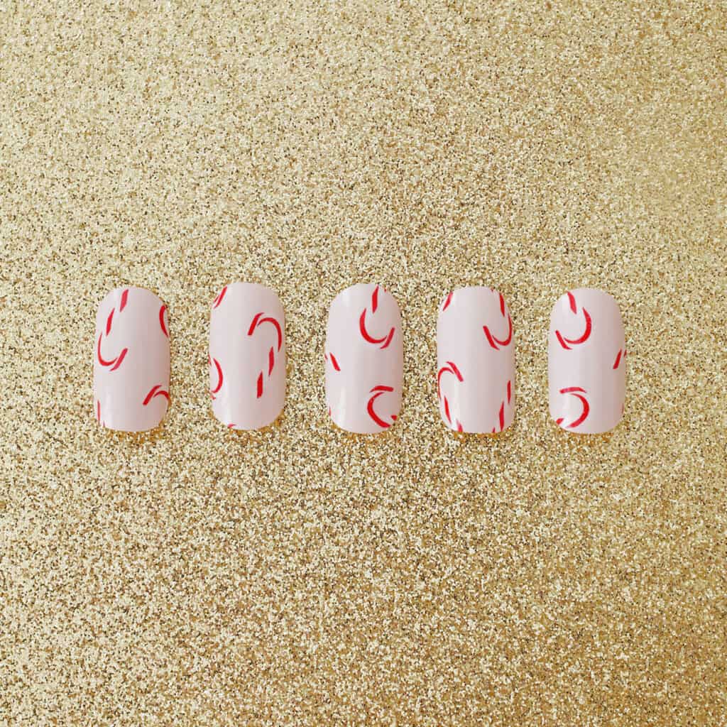 candy cane christmas nail design