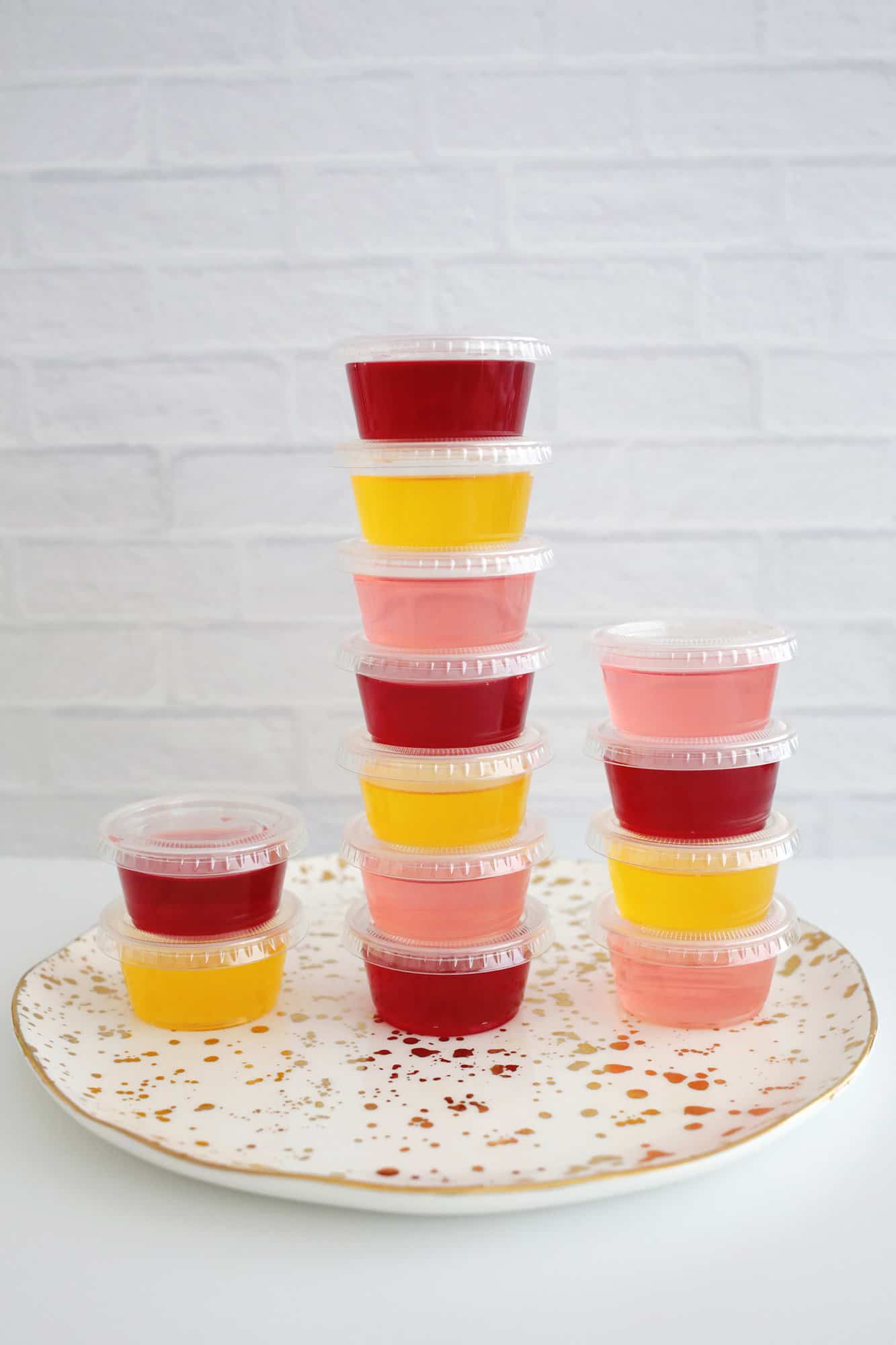 vodka jello shots stacked together