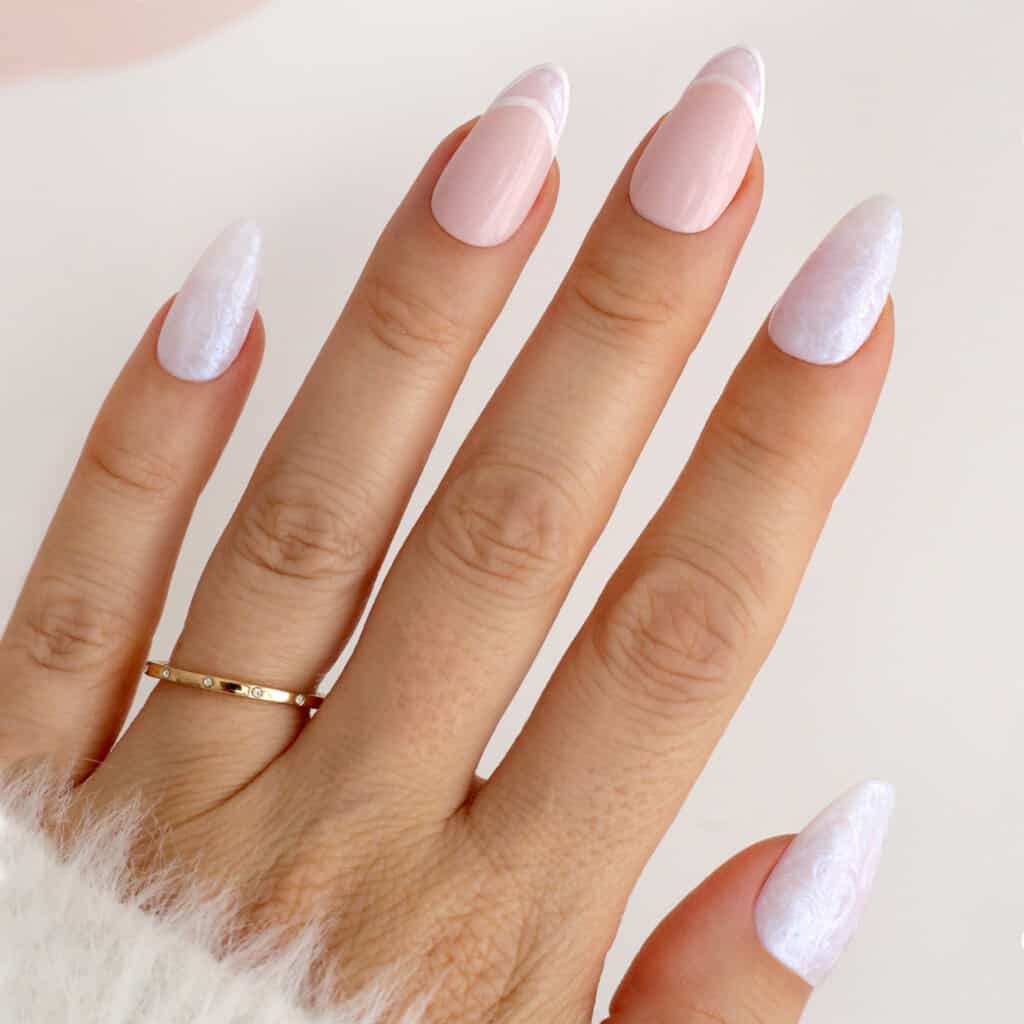 pearlized white winter nails