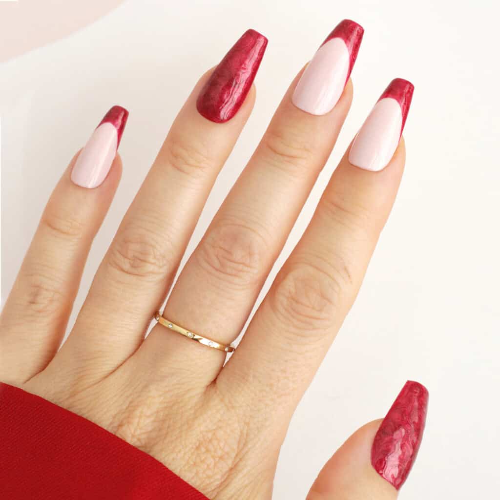 pearlized red christmas nails